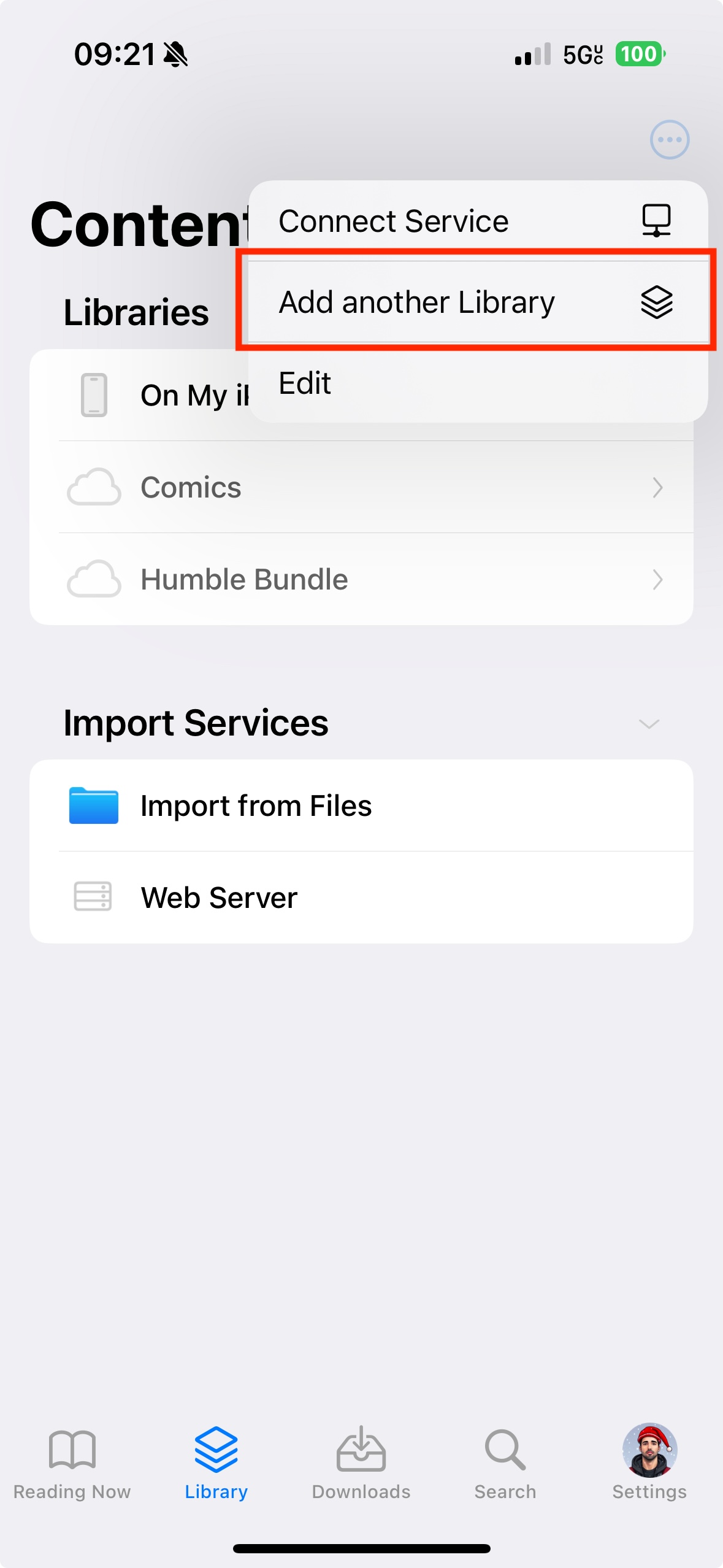 iPhone showing content browser options