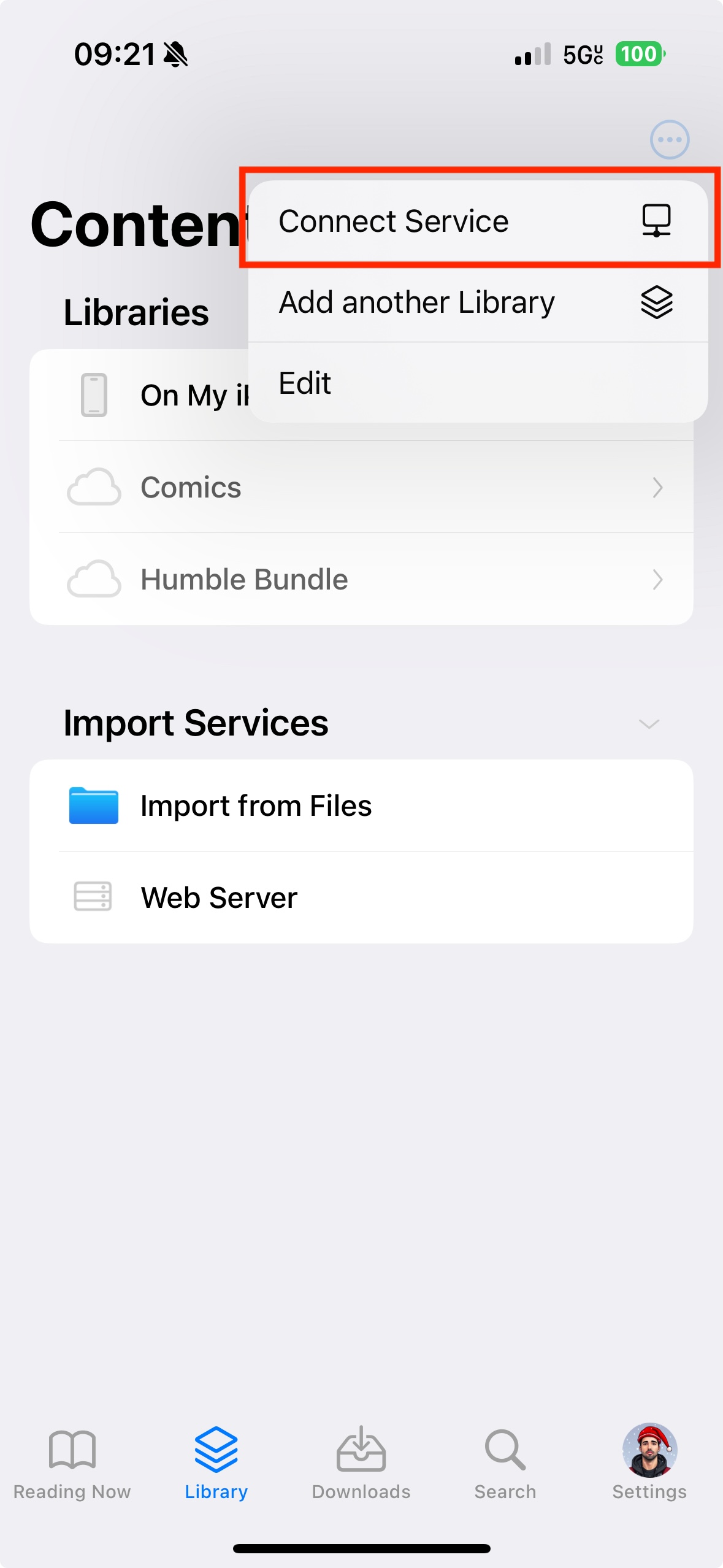 iPhone showing content browser options