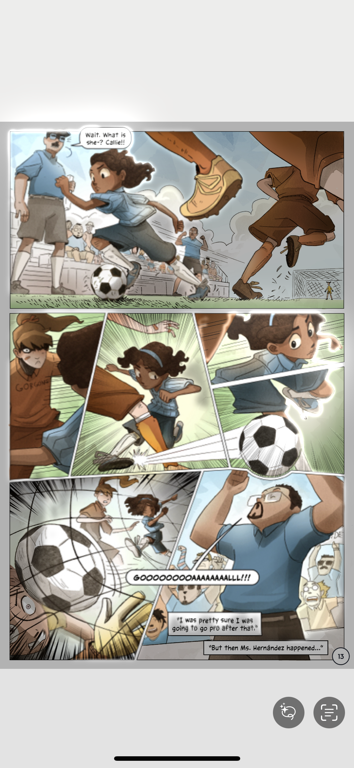 Comic page with detected subjects highlighted