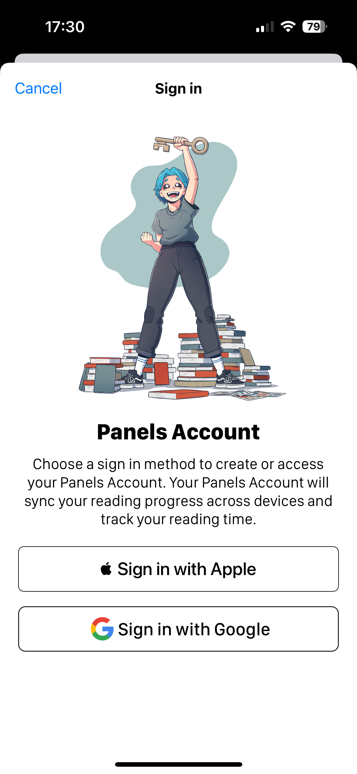 iPhone showing log in with your panels account